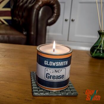 Vintage Grease Tin – Candle For Men | Man Cave Decor | Mechanic Gifts | Classic Car Guy Gift | Car Gift | Fresh Linen, 2 of 7