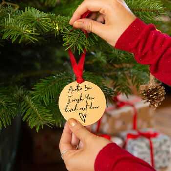 Personalised 'Wish You Lived Next Door' Tree Decoration, 3 of 8