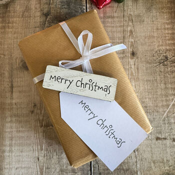 Large White Merry Christmas Rubber Crafting Stamp, 3 of 7