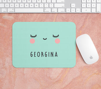Green Kawaii Face Mouse Mat Personalised, 3 of 3