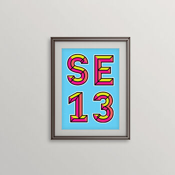 Se13 London Postcode Neon Typography Print, 4 of 4