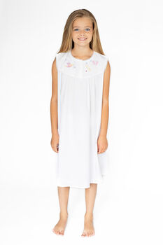 Girl's White Cotton Dragonfly Nightdress, 5 of 5