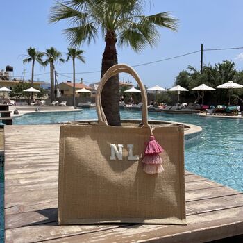 Personalised Patch Large Jute Beach Tote Bag, 5 of 10
