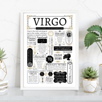 Personalised Virgo Zodiac Birthday Print, 5 of 9