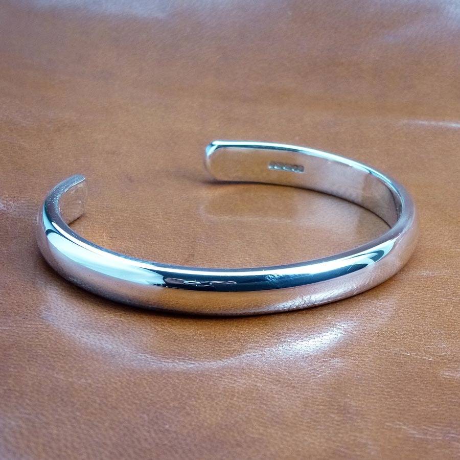 Mans Curved Sterling Silver Bracelet By Hersey Silversmiths