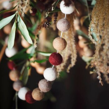 Pom Pom Felt Garland In Berry, 2 of 2