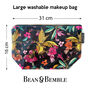 Cosmetic Bag Large Washable Makeup Pouch Black Floral, thumbnail 4 of 12