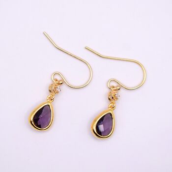 Amethyst Purple Long Teardrop Hook Earrings, 3 of 6