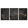 London Triptych Map Screen Prints | Black And Gold, thumbnail 1 of 5