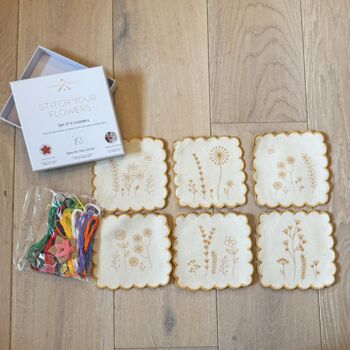 Stitch Your Flowers Coasters Embroidery Kit, 4 of 8