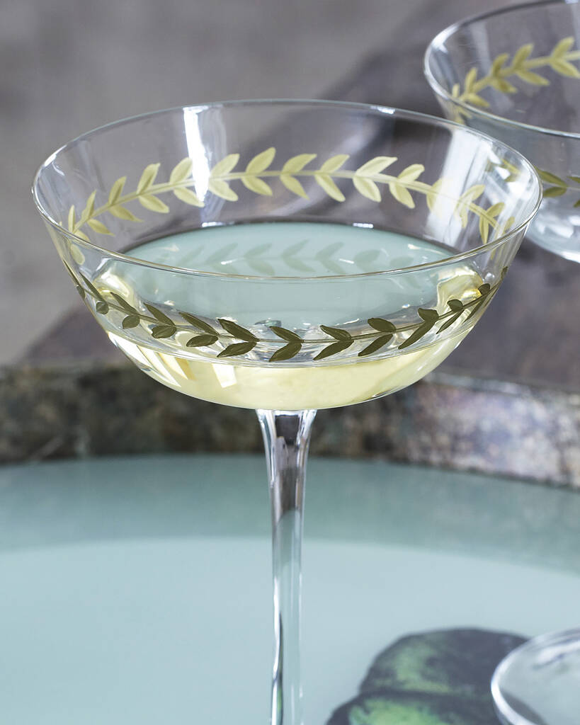 set of four gold leaf champagne saucers by primrose & plum