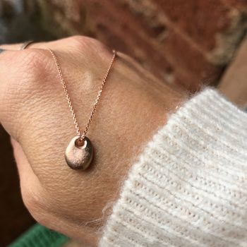 Tiny Solid Gold Pebble Charm Necklace, 2 of 4
