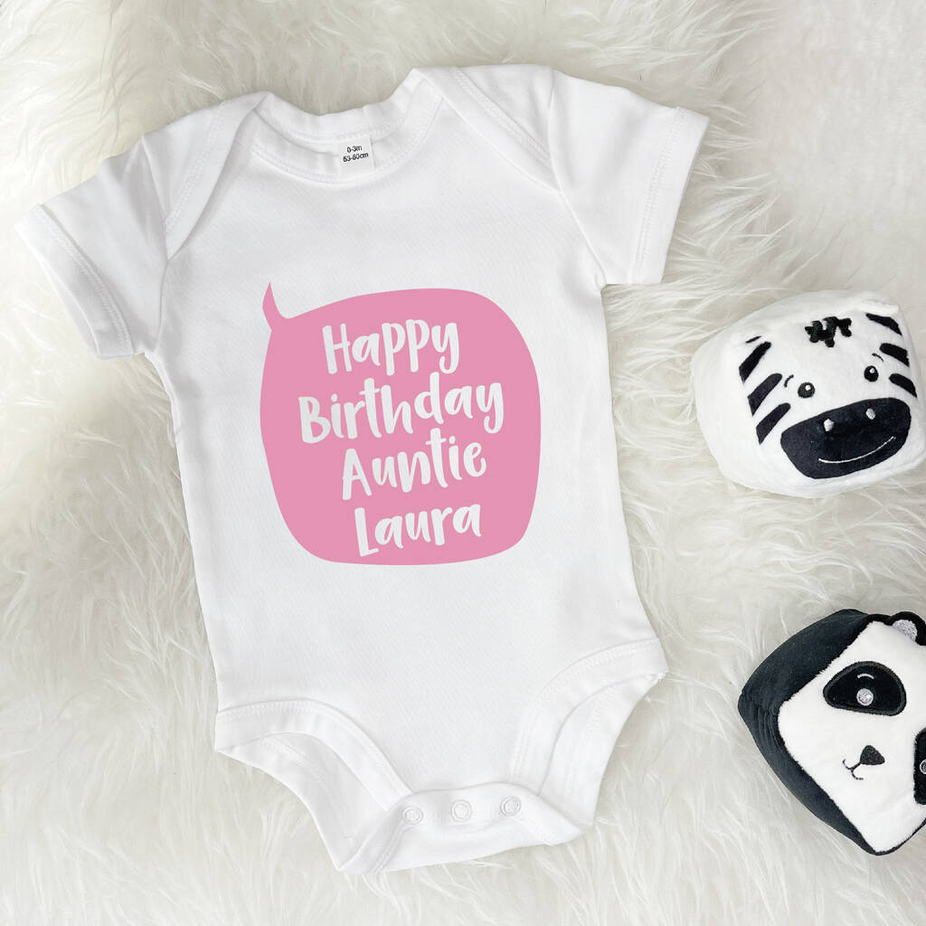 Personalised Happy Birthday Auntie Or Uncle Babygrow, 1 of 10