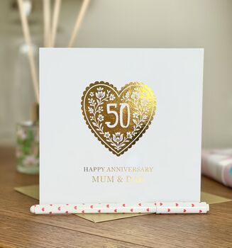 50th Golden Wedding Personalised Anniversary Card, 2 of 2