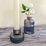 Blue Ribbed Glass Candlestick Holder, thumbnail 4 of 12