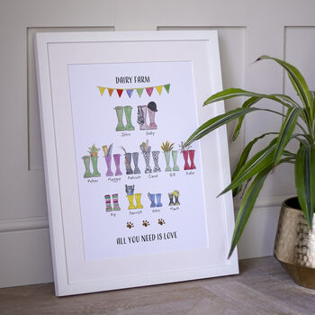 Personalised Welly Boot Family Tree Print, 2 of 10
