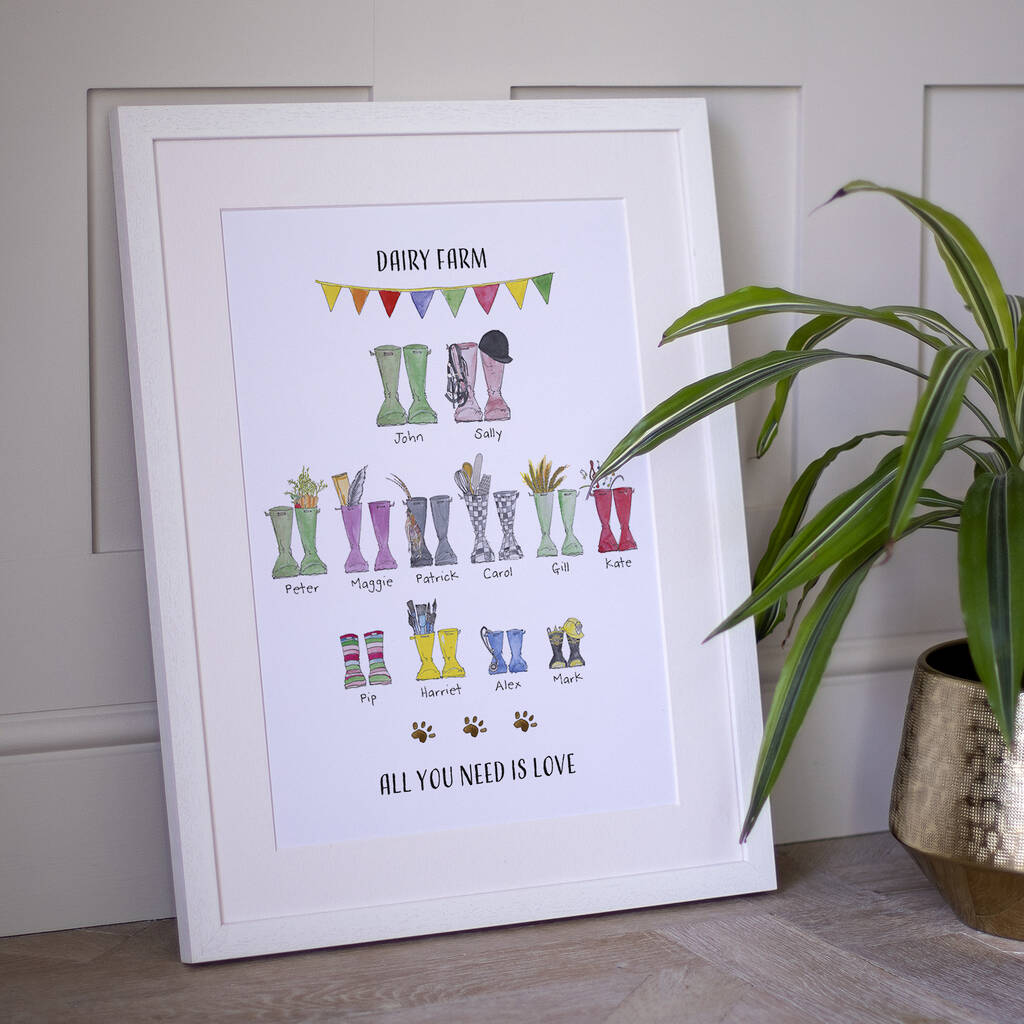 Personalised Welly Boot Family Tree Print, 1 of 9