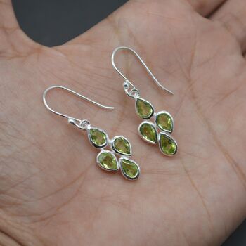 Peridot Sterling Silver Drop Earrings August Birthstone, 9 of 9
