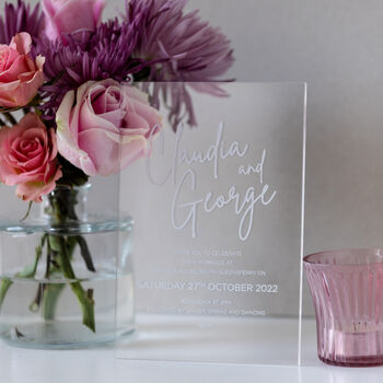 Clear Elegant Acrylic Wedding Invitations, 7 of 9