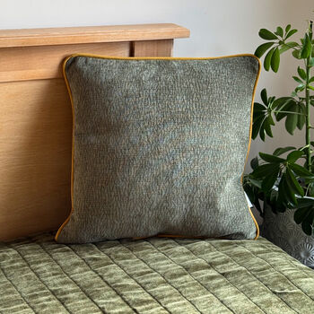 Luxury Soft Brushed Linen Blend Cushion Olive Green With Optional Piping, 2 of 5