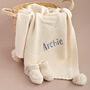 Personalised Ivory Knitted Blanket, Booties And Bunny Comforter Gift Box, thumbnail 6 of 8