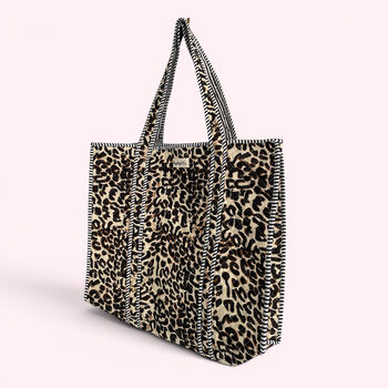 Leopard Print Quilted Cotton Tote Bag, 2 of 5