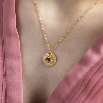 Sparkle Disc Necklace With Family Birthstones, 6 of 10