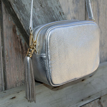 Personalised Gold Or Silver Box Cross Body Leather Bag, 8 of 12