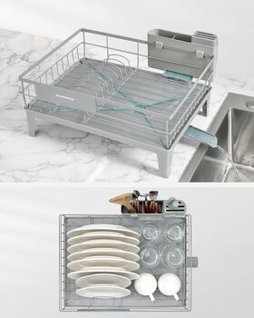 Dish Drying Rack Rotating Spout Dish Drainer, 5 of 8