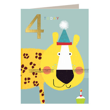 Gold Foiled Cheetah 4th Birthday Card, 2 of 5