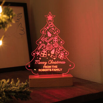 Personalised Christmas Tree Wooden Based LED Light, 3 of 11