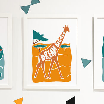 'Dream Bigger' Kids Giraffe Positive Nursery Print, 2 of 4