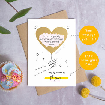 Personalised Heart Birthday Balloon Scratch Card, 3 of 9
