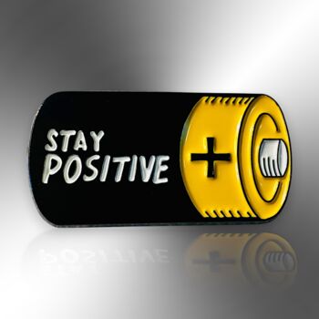 Small Stay Positive Battery Enamel Lapel Pin Badge, Mental Health Awareness, Supportive, Encouragement, Friendship Gift, 3 of 8