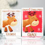 Personalised Reindeer Baby 1st Christmas Card, thumbnail 1 of 11