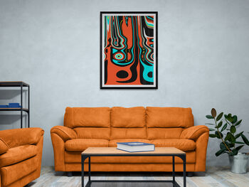 Retro Abstract Wall Art, Orange And Black Shapes, 7 of 12