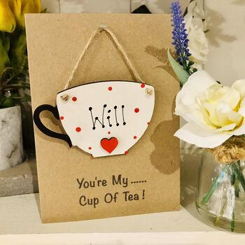 Personalised Valentines Card Cup Of Tea, 2 of 4