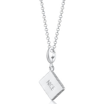 Nice Biscuit Charm Necklace, Sterling Silver Or Gold Plated, 3 of 9