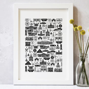 Liverpool Illustrated Black And White Print, 2 of 7