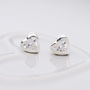 Silver Heart Cubic Zirconia Stud Earrings, thumbnail 1 of 3