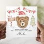 Personalised Crochet Bear Little Boy Christmas Card, thumbnail 1 of 4