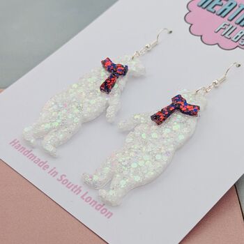 Polar Bear Christmas Glitter Resin Earrings, 4 of 4