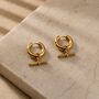 T Bar Hoops 18k Gold Plated Earrings, thumbnail 1 of 4