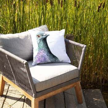 Inky Pigeon Outdoor Cushion For Garden Furniture, 9 of 9