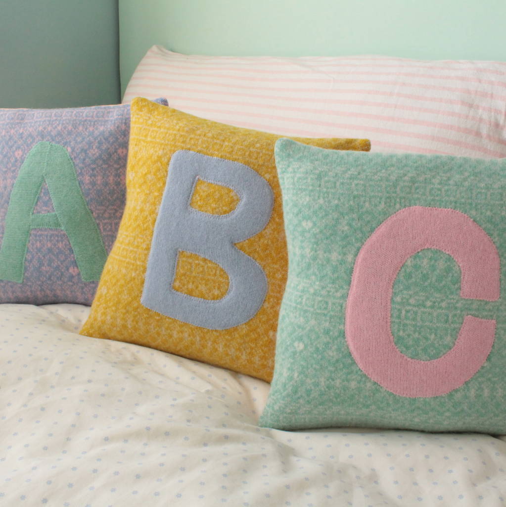 Handmade Nursery Personalised Letter Cushion Soft Wool, 1 of 12