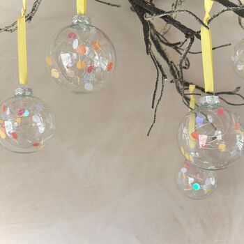 Citrus Baubles Set Of Six Yellow And Orange Baubles Bright Christmas Decor, 4 of 7