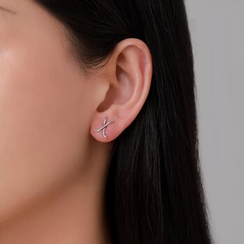 Sterling Silver Hocky Stick Stud Earrings, 6 of 12