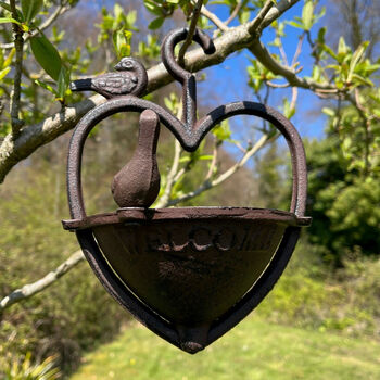 Set Of Two Cast Iron Heart Shaped Bird Seed Feeders, 8 of 9