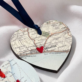 Personalised Stitched Heart Map Father's Day Gift, 2 of 3