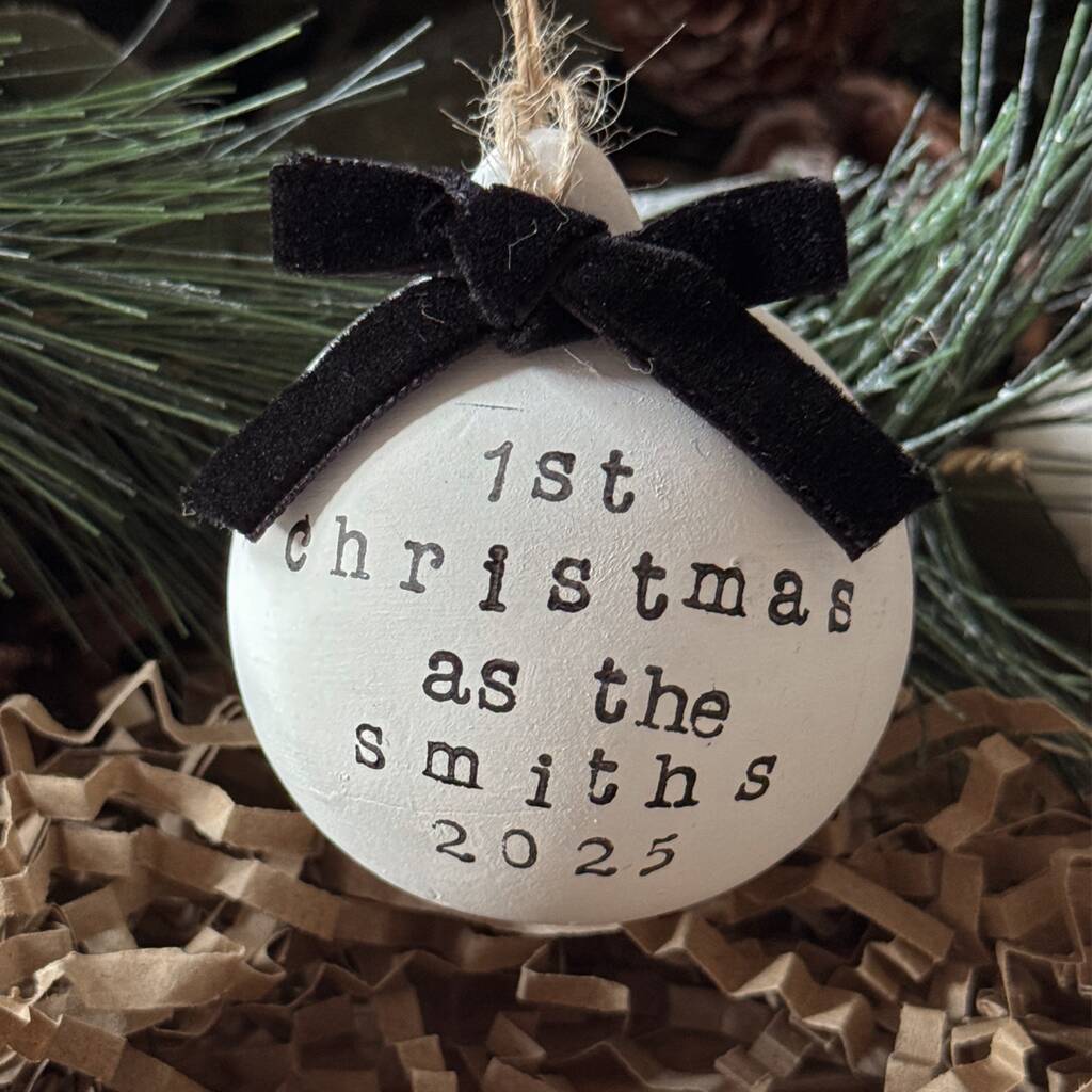 Personalised First Christmas Married Bauble Tree Decoration, 1 of 5